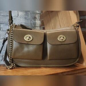 Coach Twin Turnlock Waverly In Muted Olive